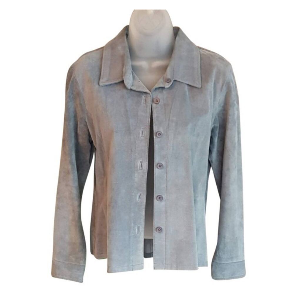 Vintage 100% Leather Blue Suede Shirt
